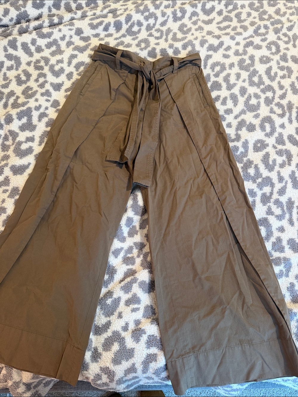 Banana Republic Olive Brown Wide-Leg Paperbag Waist Pants